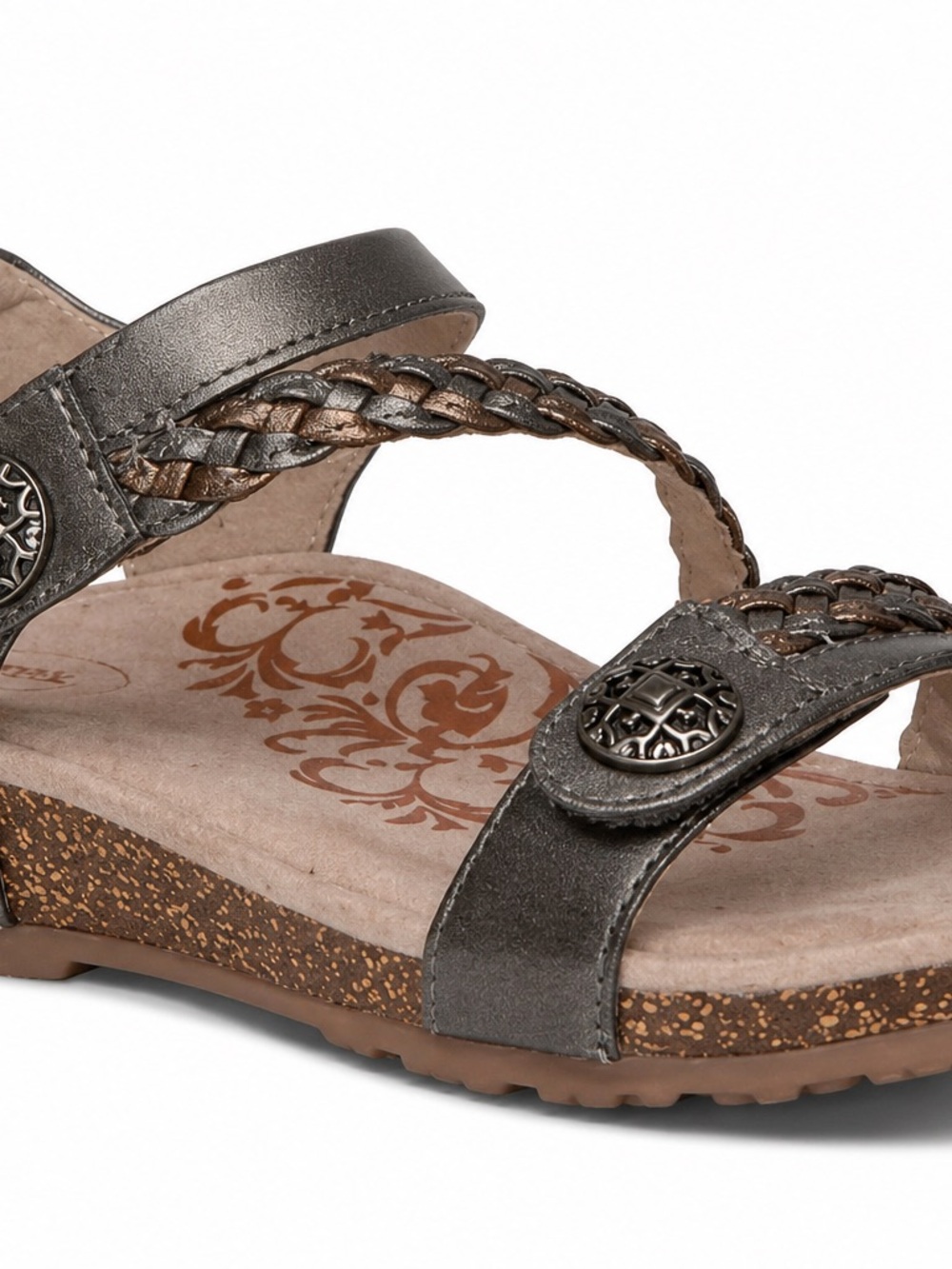Aetrex Jillian Comfort Sandals Women’s Size 11 Bronze Gray Metallic Bunion NWOT